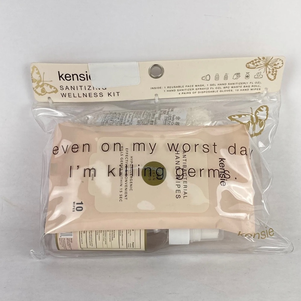 Kensie Women's Sanitizing Wellness Kit w/ Mask, Sanitizer, and Gloves New